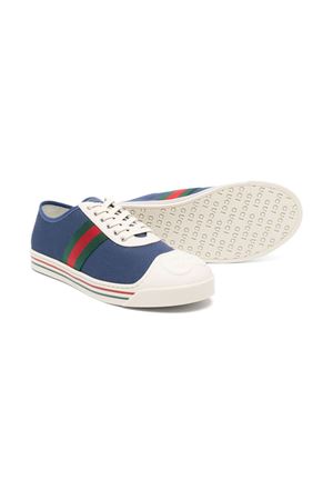 blue leather sneakers GUCCI KIDS | 772411FACY74256